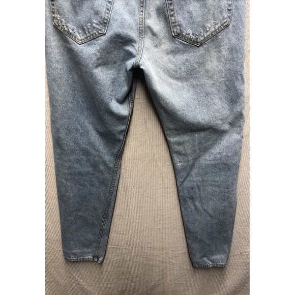 H&M Denim Boyfriend Jeans 25/32 Low Waist Tapered Leg Stained Factory Destroyed - Picture 13 of 15